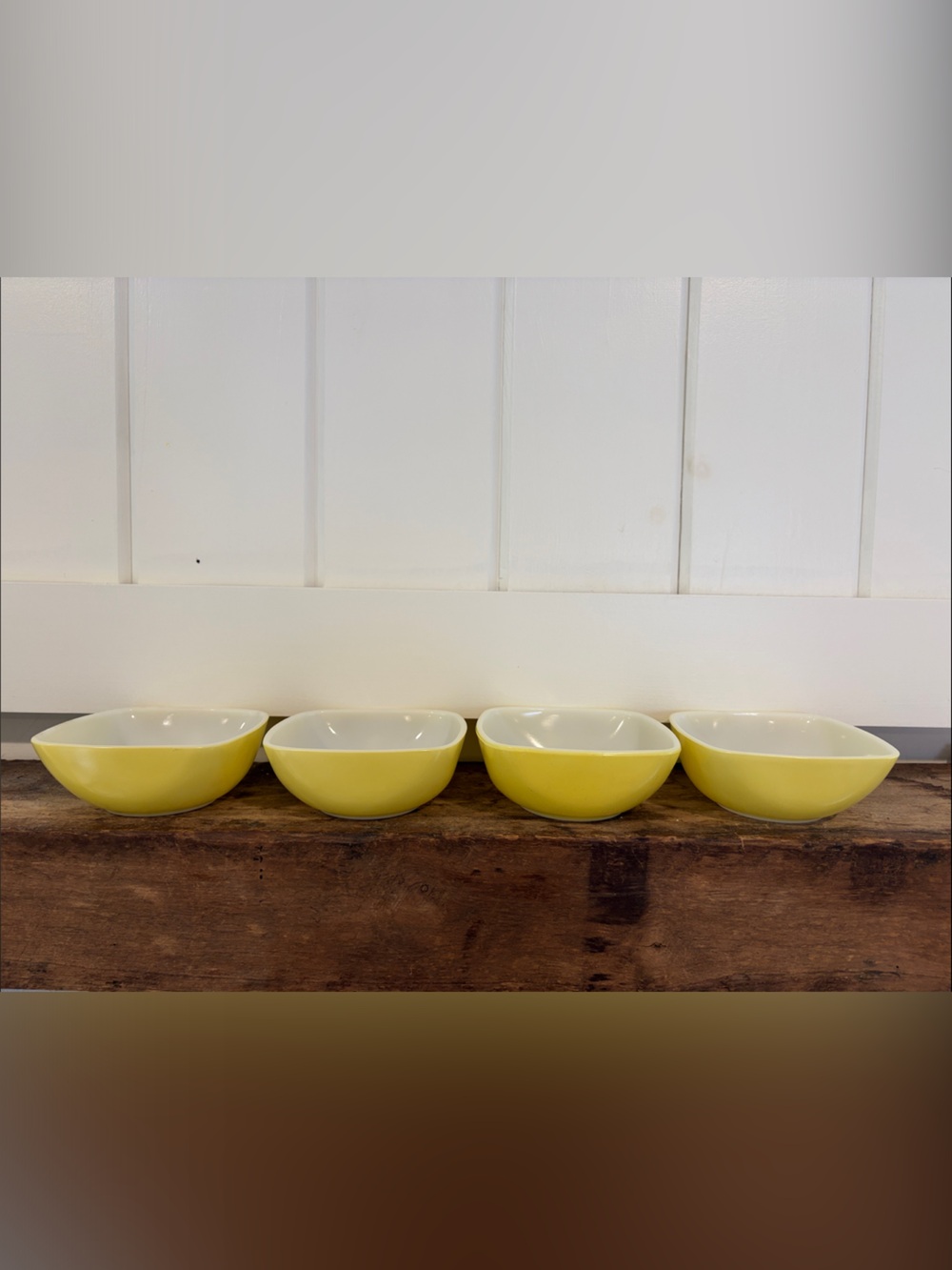 Set of Four PYREX Yellow Ceramic Ramekin Bowls-Nearly Perfect!